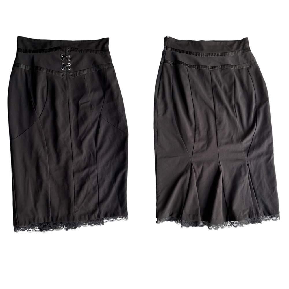 Worthington Black Midi Skirt with Lace Trim